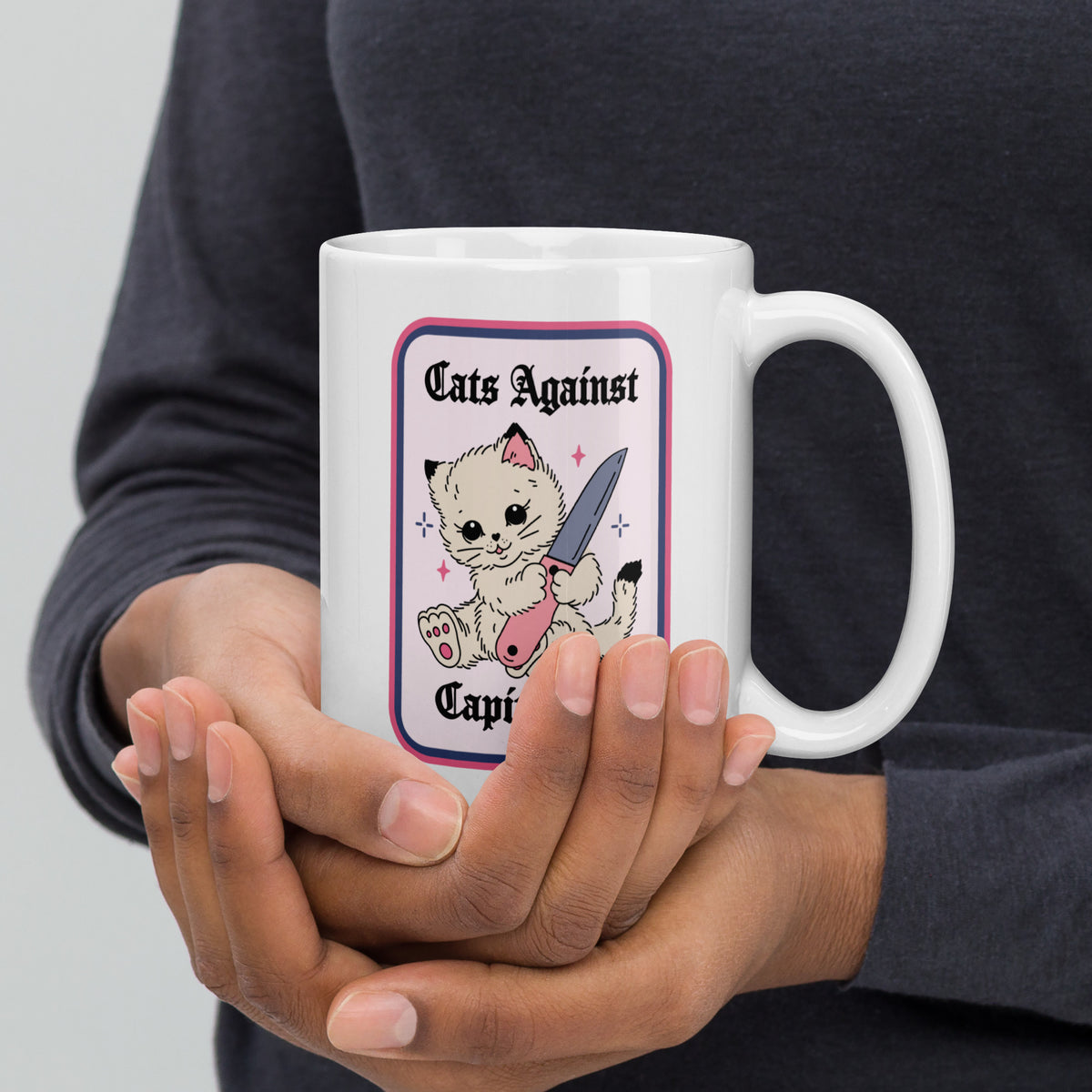 Cats Against Capitalism Glossy White Coffee Mug | Funny Protest Cat Gift - Spinsterly Co