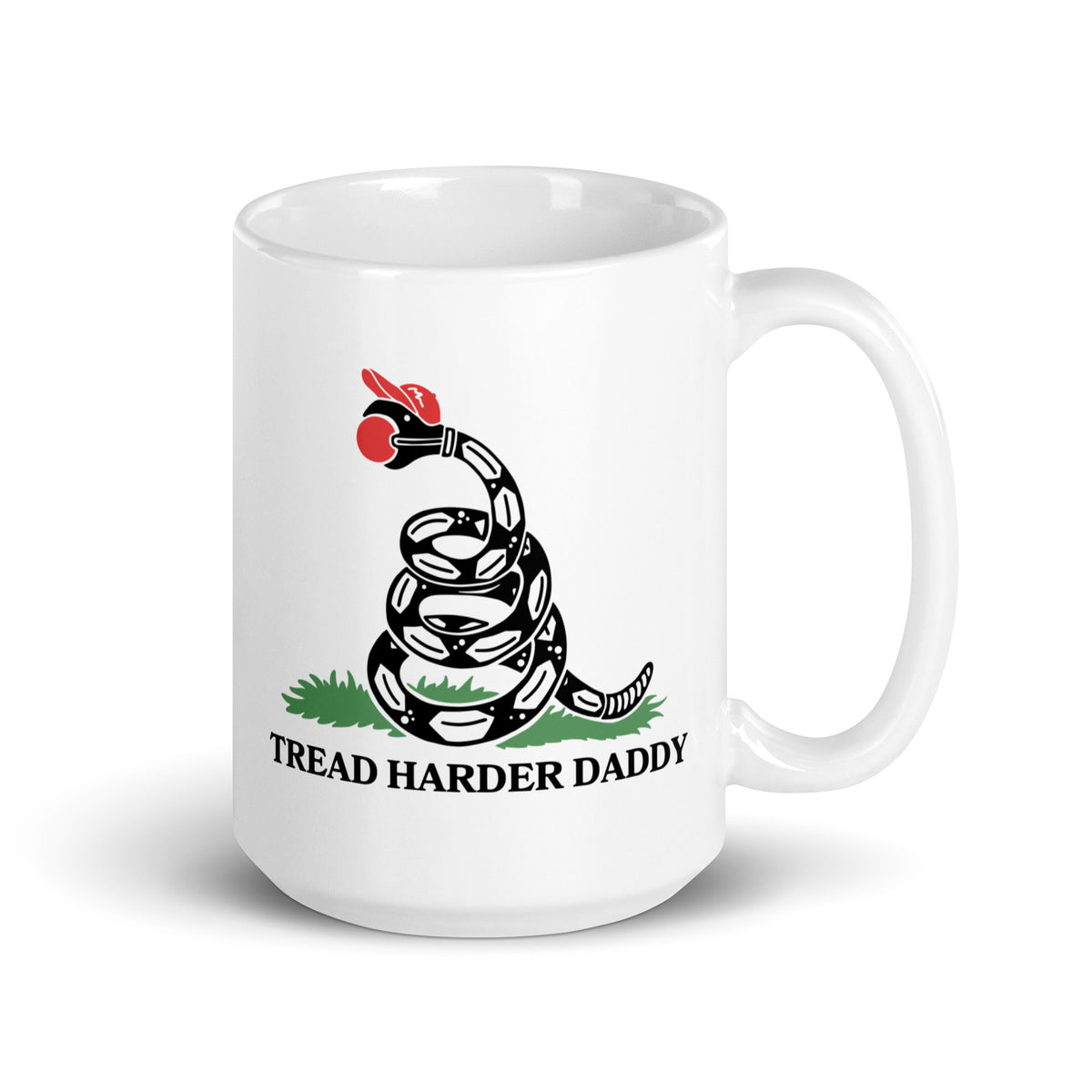 Tread Harder Daddy Coiled Snake Parody White Glossy Mug | Funny Political Feminist Gift - Spinsterly Co