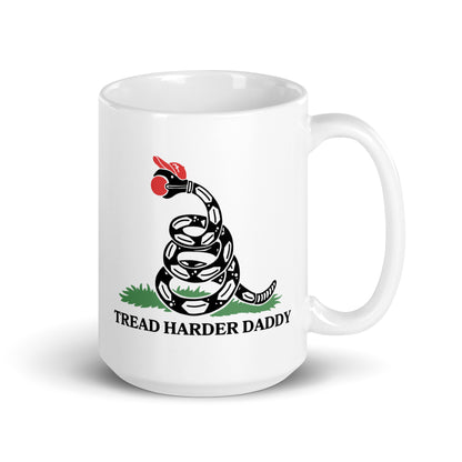 Tread Harder Daddy Coiled Snake Parody White Glossy Mug | Funny Political Feminist Gift - Spinsterly Co