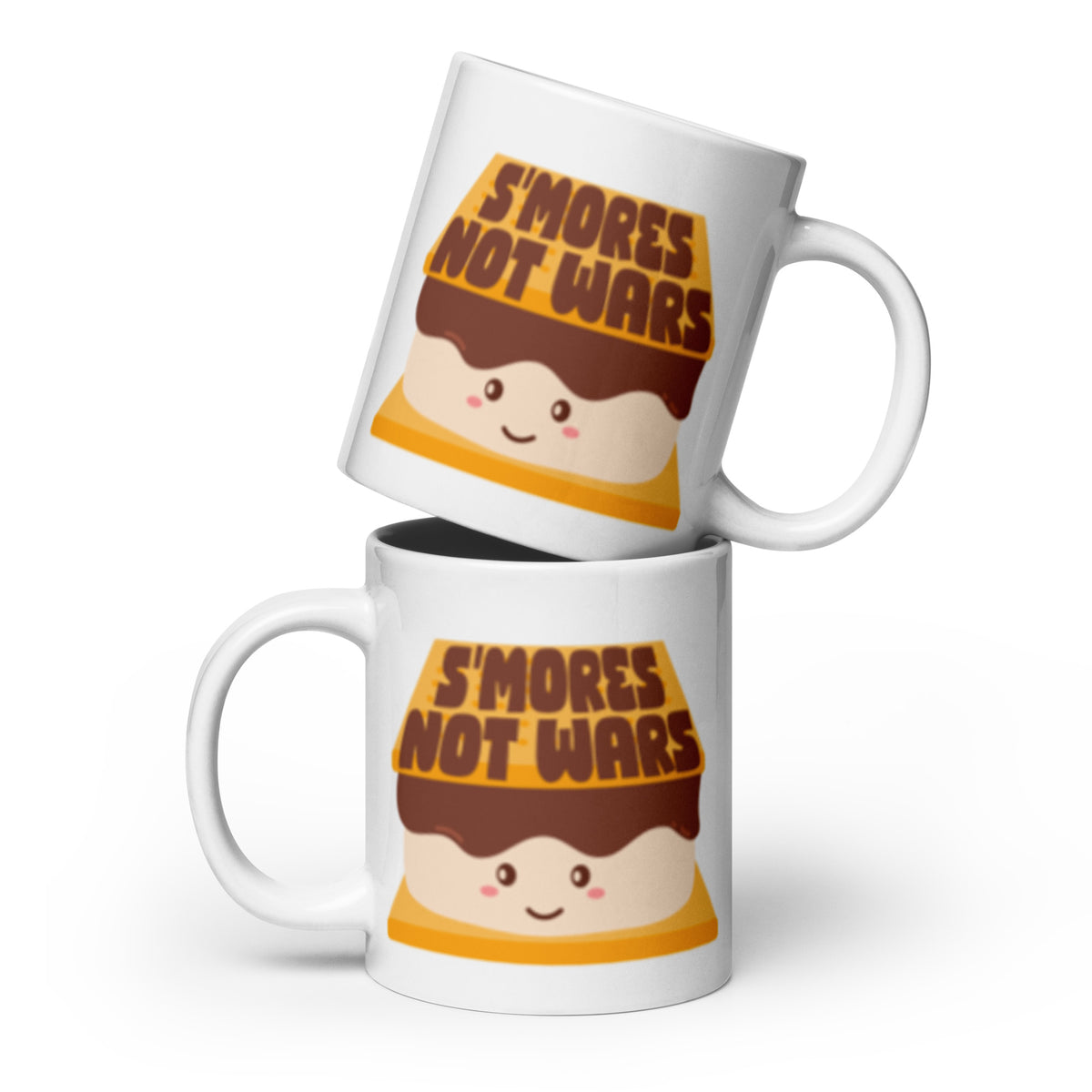 S'mores Not Wars Kawaii S'more White Glossy Mug | Funny Cozy Campfire Gift - Spinsterly Co