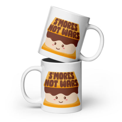S'mores Not Wars Kawaii S'more White Glossy Mug | Funny Cozy Campfire Gift - Spinsterly Co