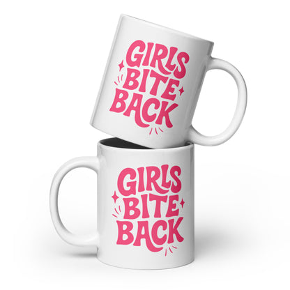 Girls Bite Back Glossy White Coffee Mug | Feminist Sassy Gift - Spinsterly Co
