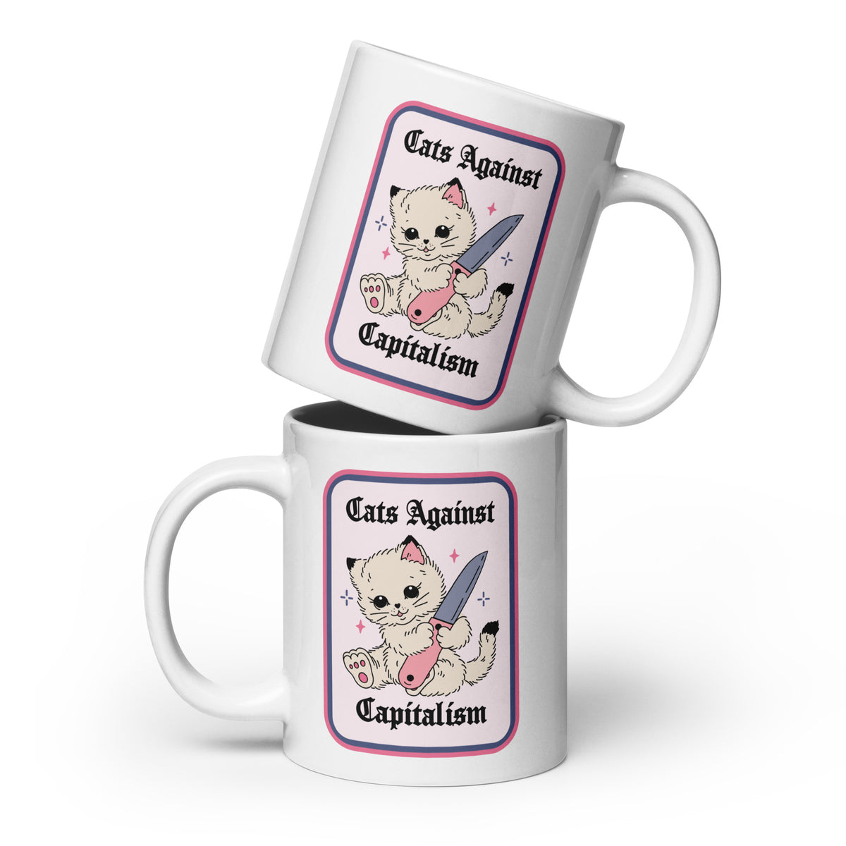 Cats Against Capitalism Glossy White Coffee Mug | Funny Protest Cat Gift - Spinsterly Co