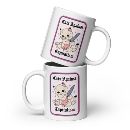 Cats Against Capitalism Glossy White Coffee Mug | Funny Protest Cat Gift - Spinsterly Co
