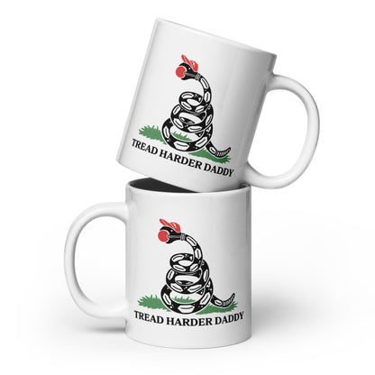 Tread Harder Daddy Coiled Snake Parody White Glossy Mug | Funny Political Feminist Gift - Spinsterly Co