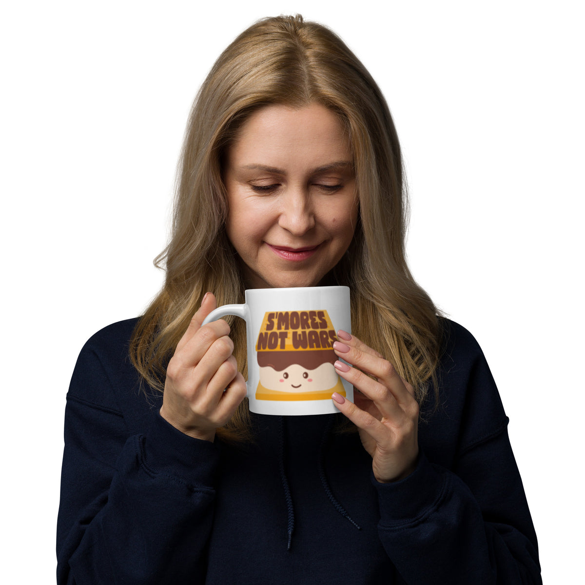 S'mores Not Wars Kawaii S'more White Glossy Mug | Funny Cozy Campfire Gift - Spinsterly Co