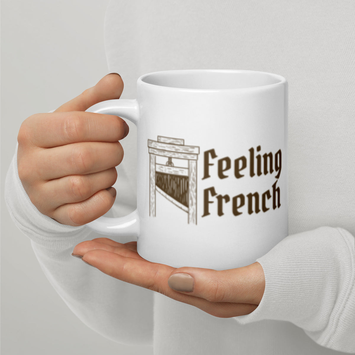 Feeling French Guillotine White Glossy Mug | Funny Dark Political History Gift - Spinsterly Co