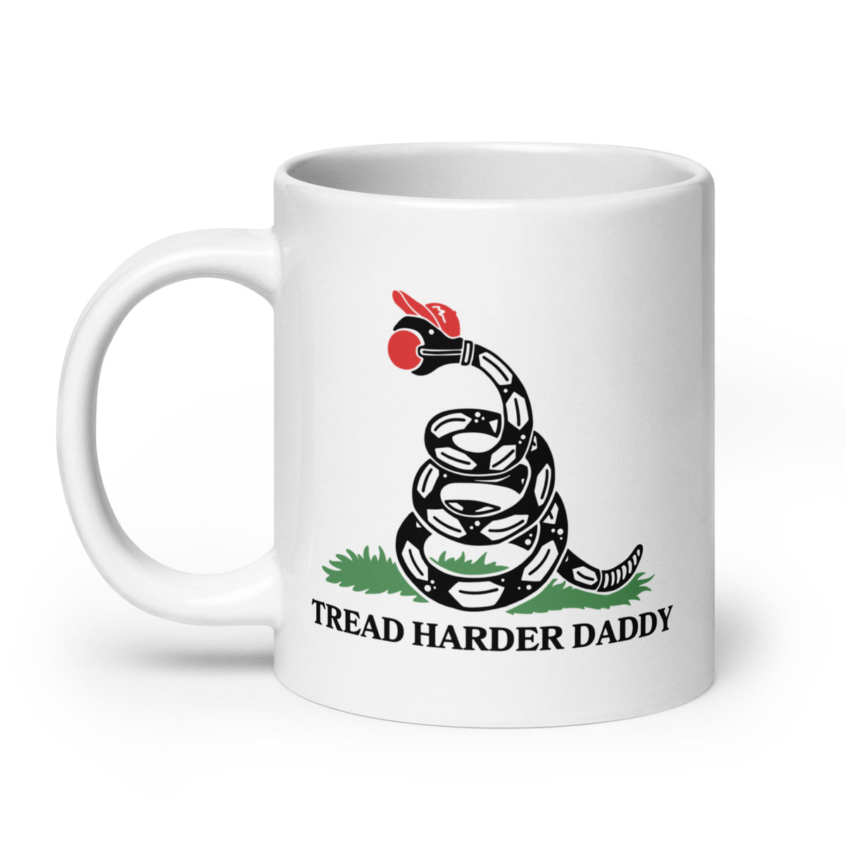 Tread Harder Daddy Coiled Snake Parody White Glossy Mug | Funny Political Feminist Gift - Spinsterly Co