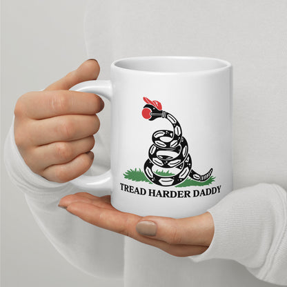 Tread Harder Daddy Coiled Snake Parody White Glossy Mug | Funny Political Feminist Gift - Spinsterly Co