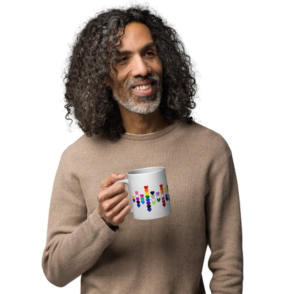 LGBTQIA+ Pride Flag Hearts White Glossy Mug | Inclusive Pride Gift | 19 Flags - Spinsterly Co