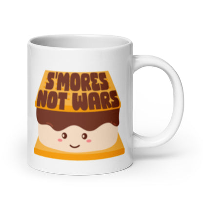 S'mores Not Wars Kawaii S'more White Glossy Mug | Funny Cozy Campfire Gift - Spinsterly Co