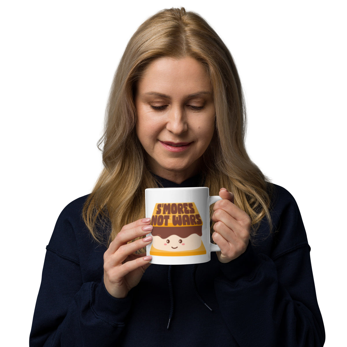 S'mores Not Wars Kawaii S'more White Glossy Mug | Funny Cozy Campfire Gift - Spinsterly Co