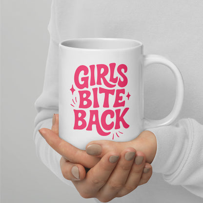 Girls Bite Back Glossy White Coffee Mug | Feminist Sassy Gift - Spinsterly Co