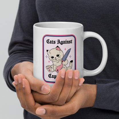Cats Against Capitalism Glossy White Coffee Mug | Funny Protest Cat Gift - Spinsterly Co