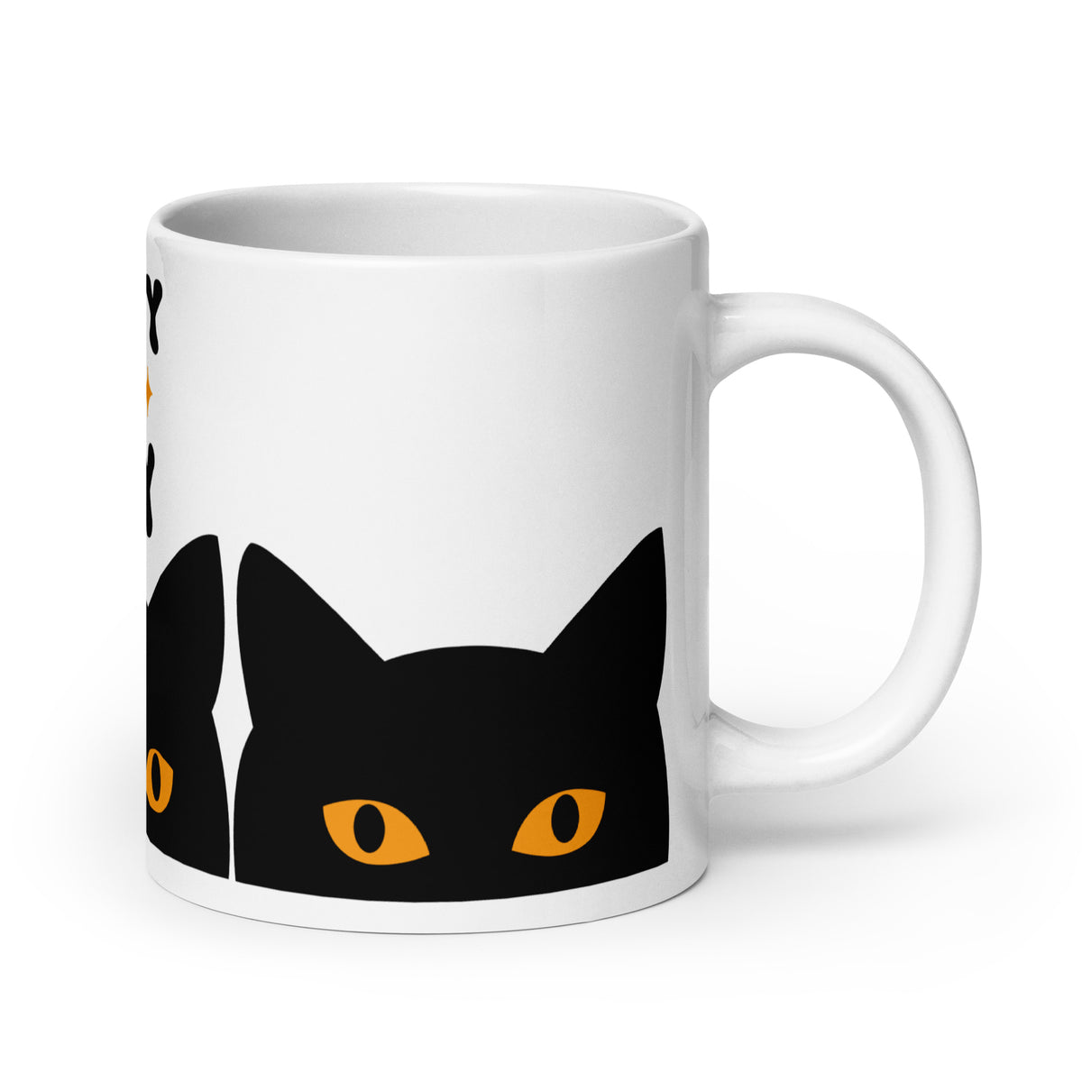 Crazy Cat Lady Peeking Black Cat Glossy White Coffee Mug | Funny Cat Lover Gift - Spinsterly Co