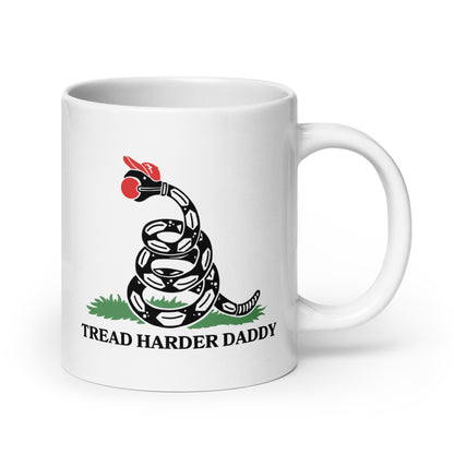 Tread Harder Daddy Coiled Snake Parody White Glossy Mug | Funny Political Feminist Gift - Spinsterly Co