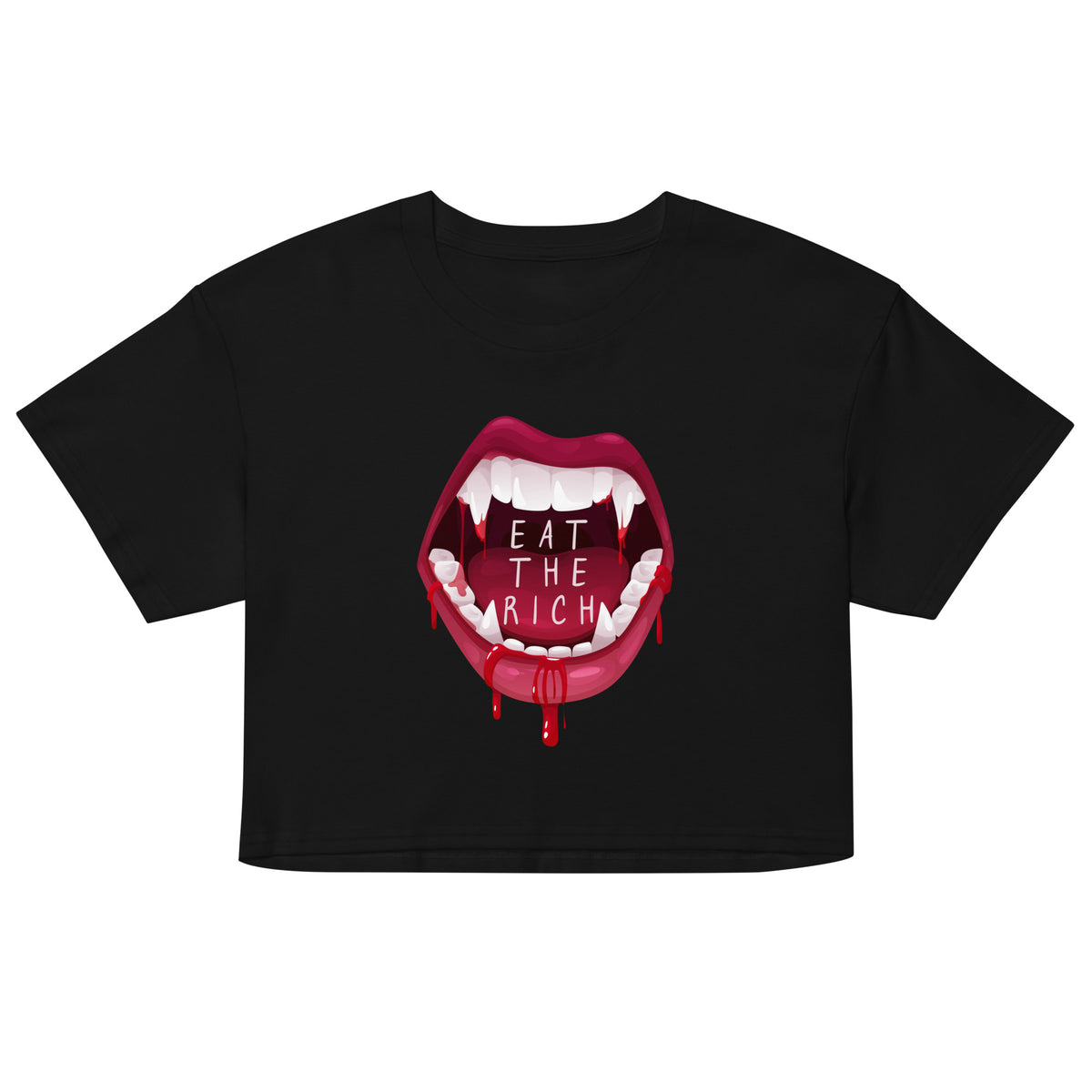 Eat the Rich Crop Top | Vampire Fang Graphic Feminist Crop Tee - Spinsterly Co