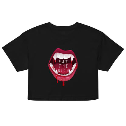 Eat the Rich Crop Top | Vampire Fang Graphic Feminist Crop Tee - Spinsterly Co