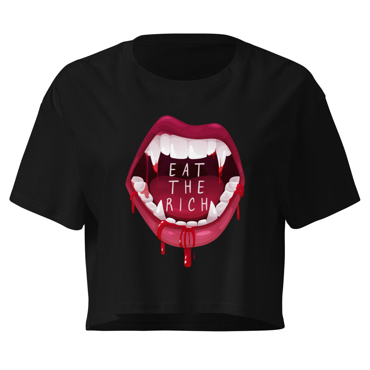 Eat the Rich Crop Top | Vampire Fang Graphic Feminist Crop Tee - Spinsterly Co