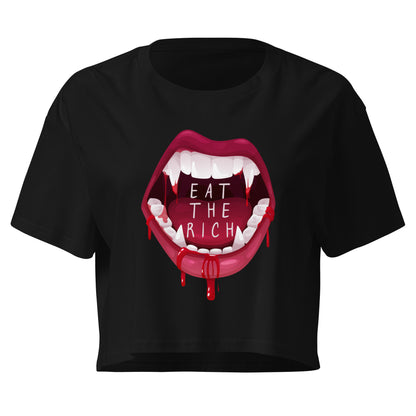 Eat the Rich Crop Top | Vampire Fang Graphic Feminist Crop Tee - Spinsterly Co
