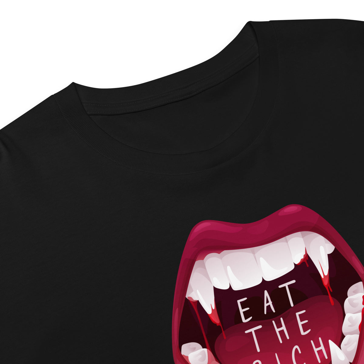 Eat the Rich Crop Top | Vampire Fang Graphic Feminist Crop Tee - Spinsterly Co