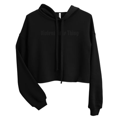 Violent Little Thing Crop Hoodie | Tonal Black Book Lover Sweatshirt - Spinsterly Co