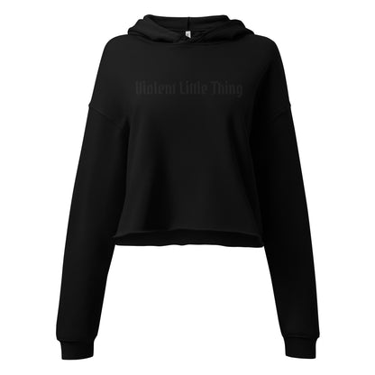 Violent Little Thing Crop Hoodie | Tonal Black Book Lover Sweatshirt - Spinsterly Co