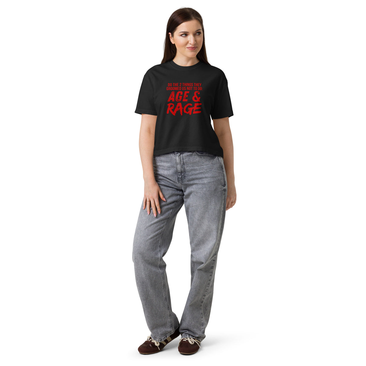 Age & Rage Feminist Women's Boxy Tee | Empowerment Crop Tee - Spinsterly Co