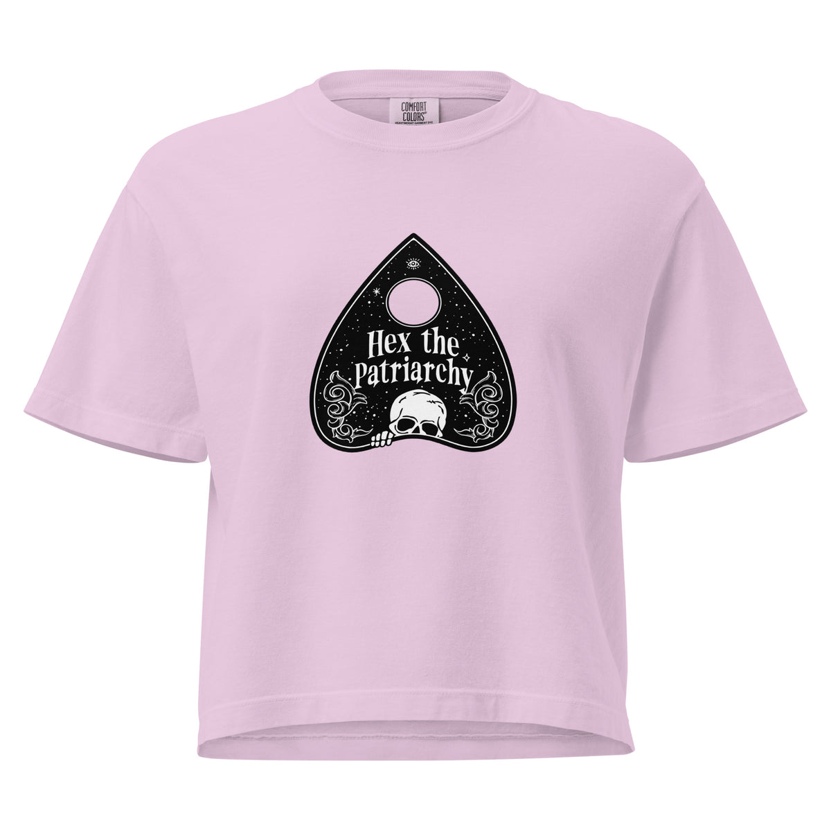Hex the Patriarchy Boxy Crop Tee | Witchy Feminist Ouija Planchette Graphic T-Shirt - Spinsterly Co