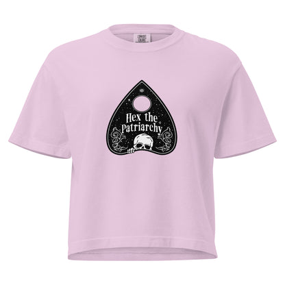 Hex the Patriarchy Boxy Crop Tee | Witchy Feminist Ouija Planchette Graphic T-Shirt - Spinsterly Co