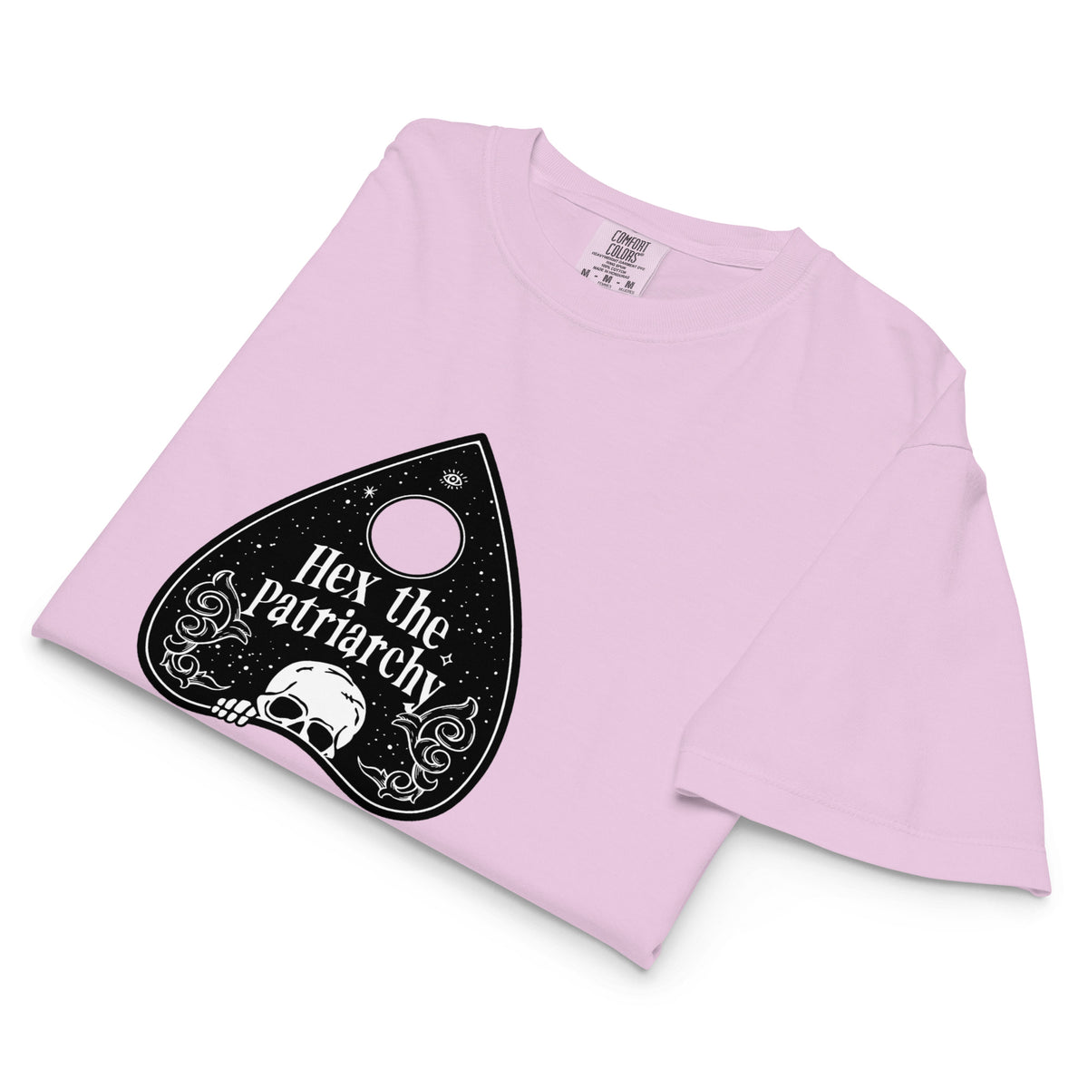 Hex the Patriarchy Boxy Crop Tee | Witchy Feminist Ouija Planchette Graphic T-Shirt - Spinsterly Co