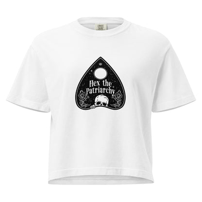 Hex the Patriarchy Boxy Crop Tee | Witchy Feminist Ouija Planchette Graphic T-Shirt - Spinsterly Co