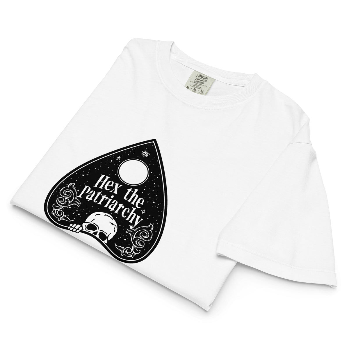 Hex the Patriarchy Boxy Crop Tee | Witchy Feminist Ouija Planchette Graphic T-Shirt - Spinsterly Co