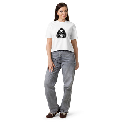 Hex the Patriarchy Boxy Crop Tee | Witchy Feminist Ouija Planchette Graphic T-Shirt - Spinsterly Co