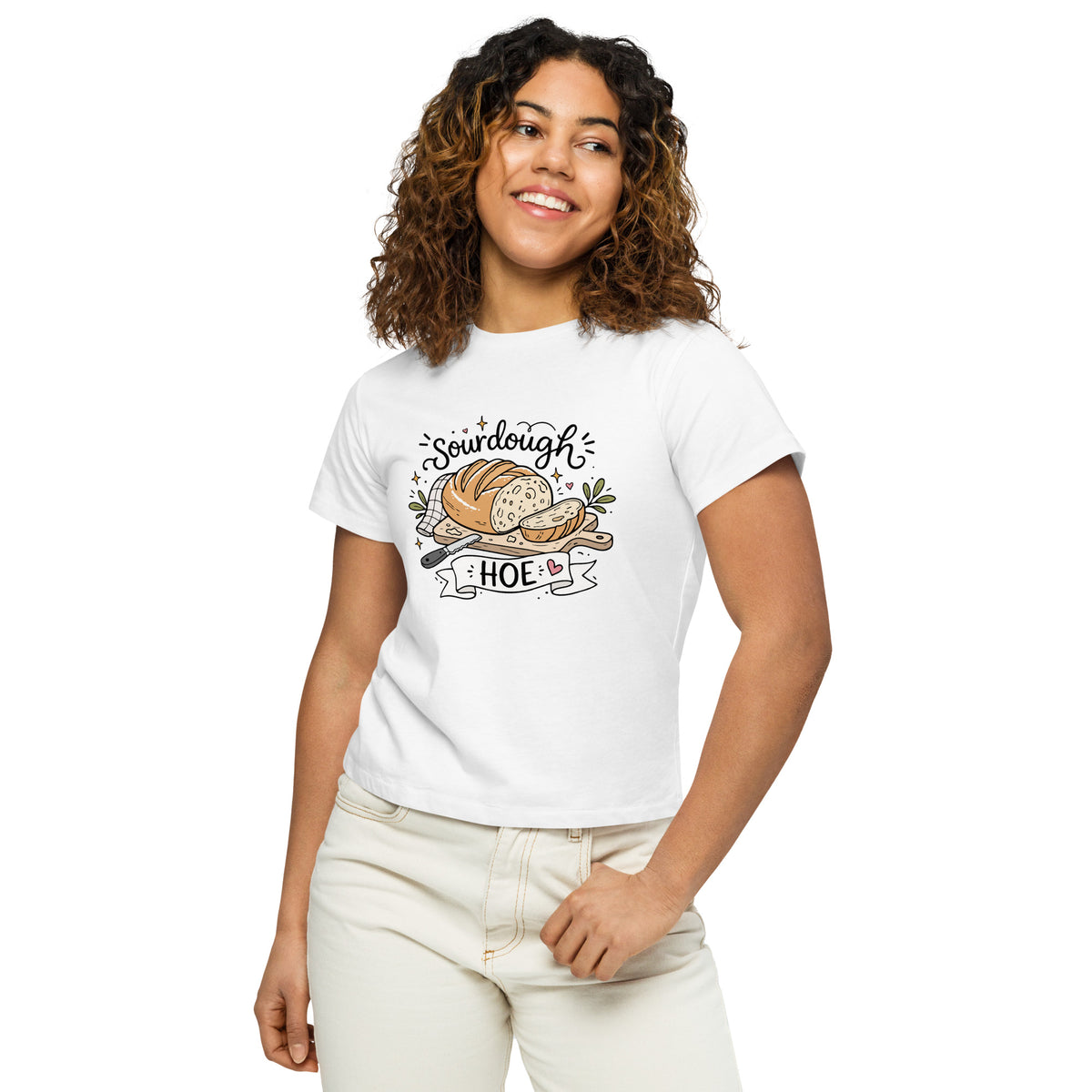 Sourdough Hoe T-Shirt | Funny Baker Gift Women's High-Waisted Graphic Tee - Spinsterly Co