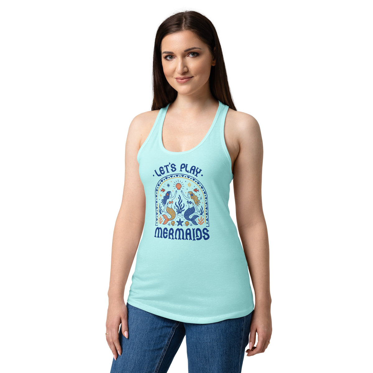 Let’s Play Mermaids Racerback Tank | Ocean Graphic Summer Tank Top - Spinsterly Co