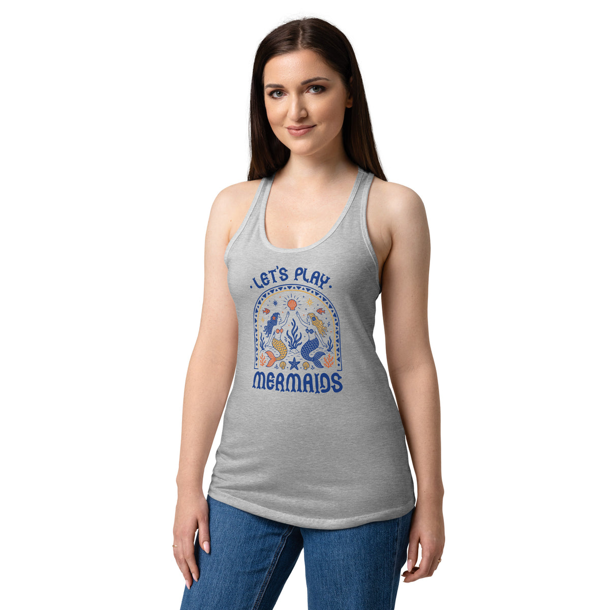 Let’s Play Mermaids Racerback Tank | Ocean Graphic Summer Tank Top - Spinsterly Co