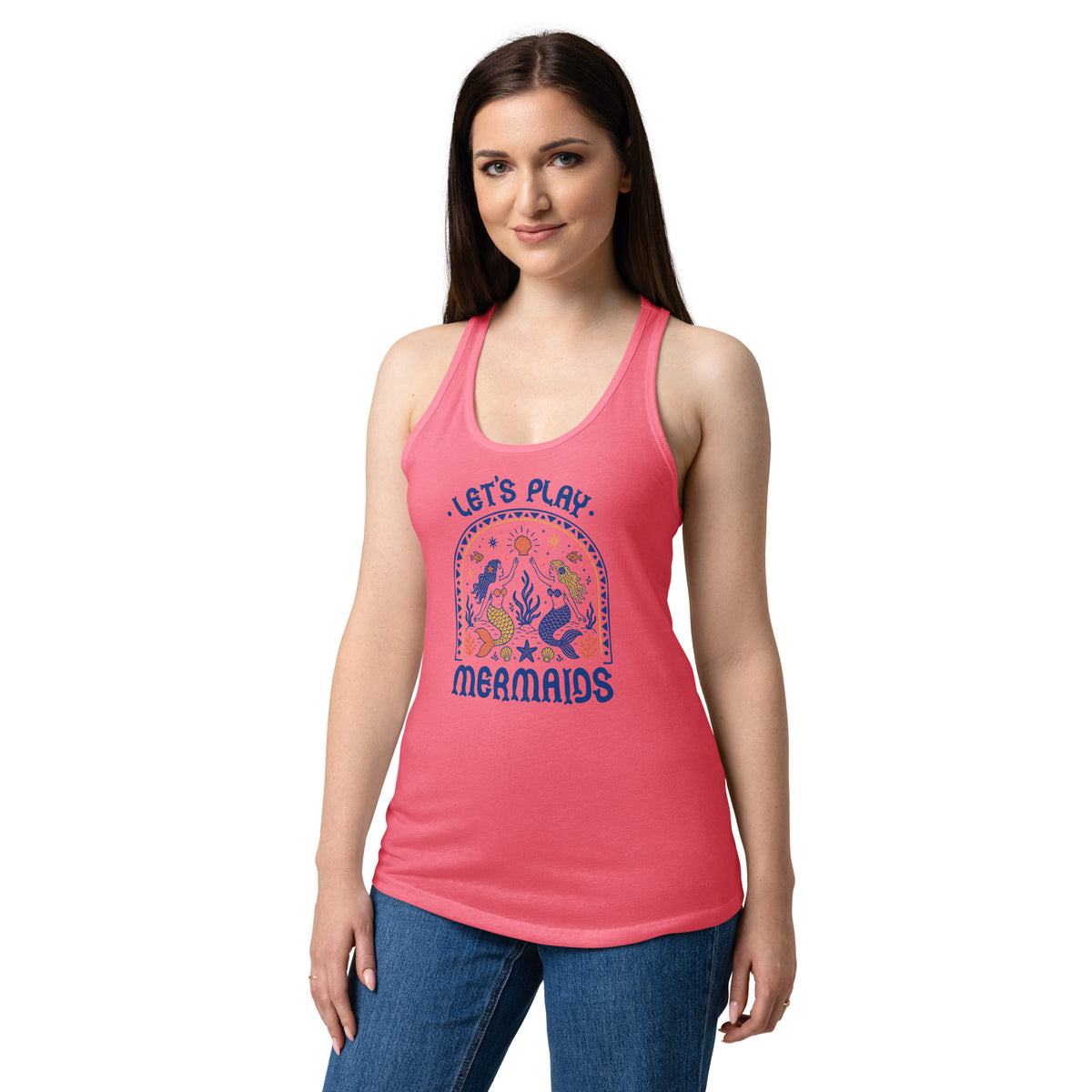 Let’s Play Mermaids Racerback Tank | Ocean Graphic Summer Tank Top - Spinsterly Co