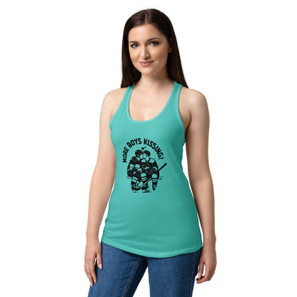 More Boys Kissing Racerback Tank Top | Queer Hockey Romance Reader Gift - Spinsterly Co