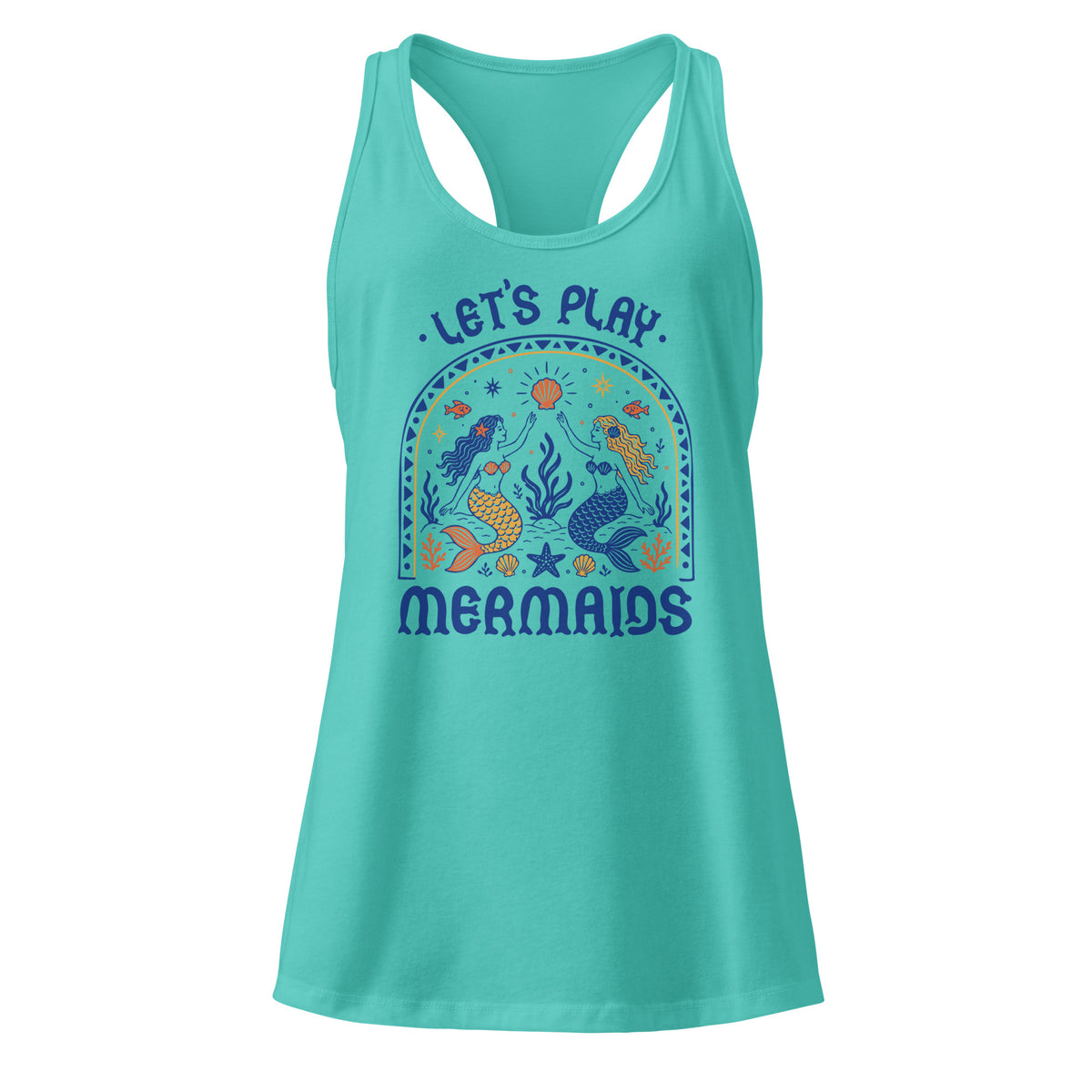 Let’s Play Mermaids Racerback Tank | Ocean Graphic Summer Tank Top - Spinsterly Co