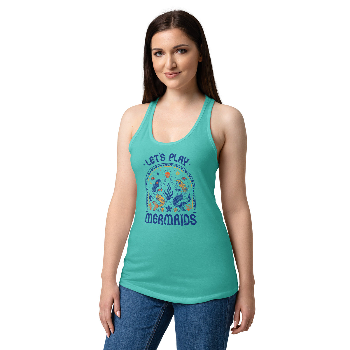 Let’s Play Mermaids Racerback Tank | Ocean Graphic Summer Tank Top - Spinsterly Co