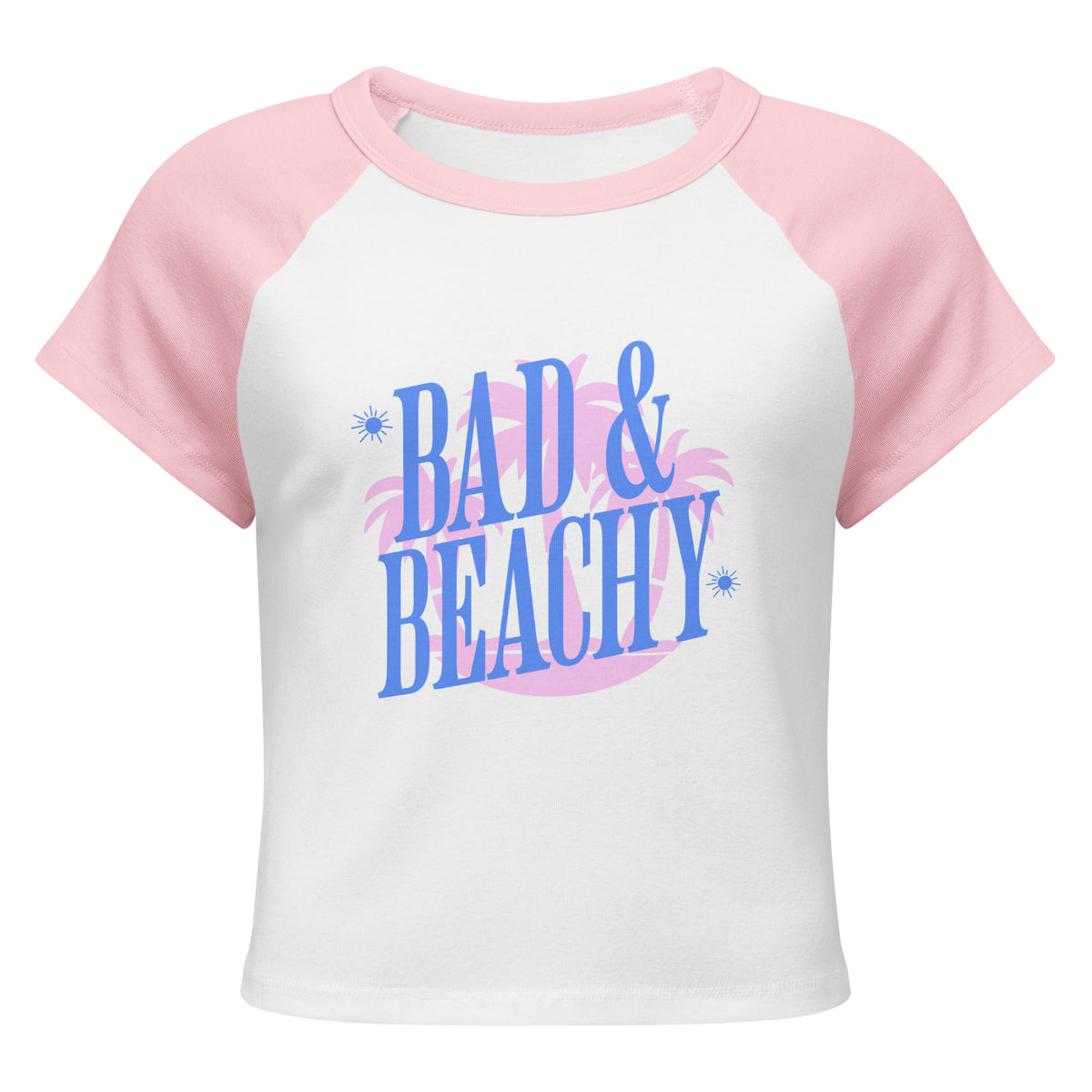 Bad and Beachy Micro Rib Raglan Baby Tee | Retro Coastal Crop Top - Spinsterly Co