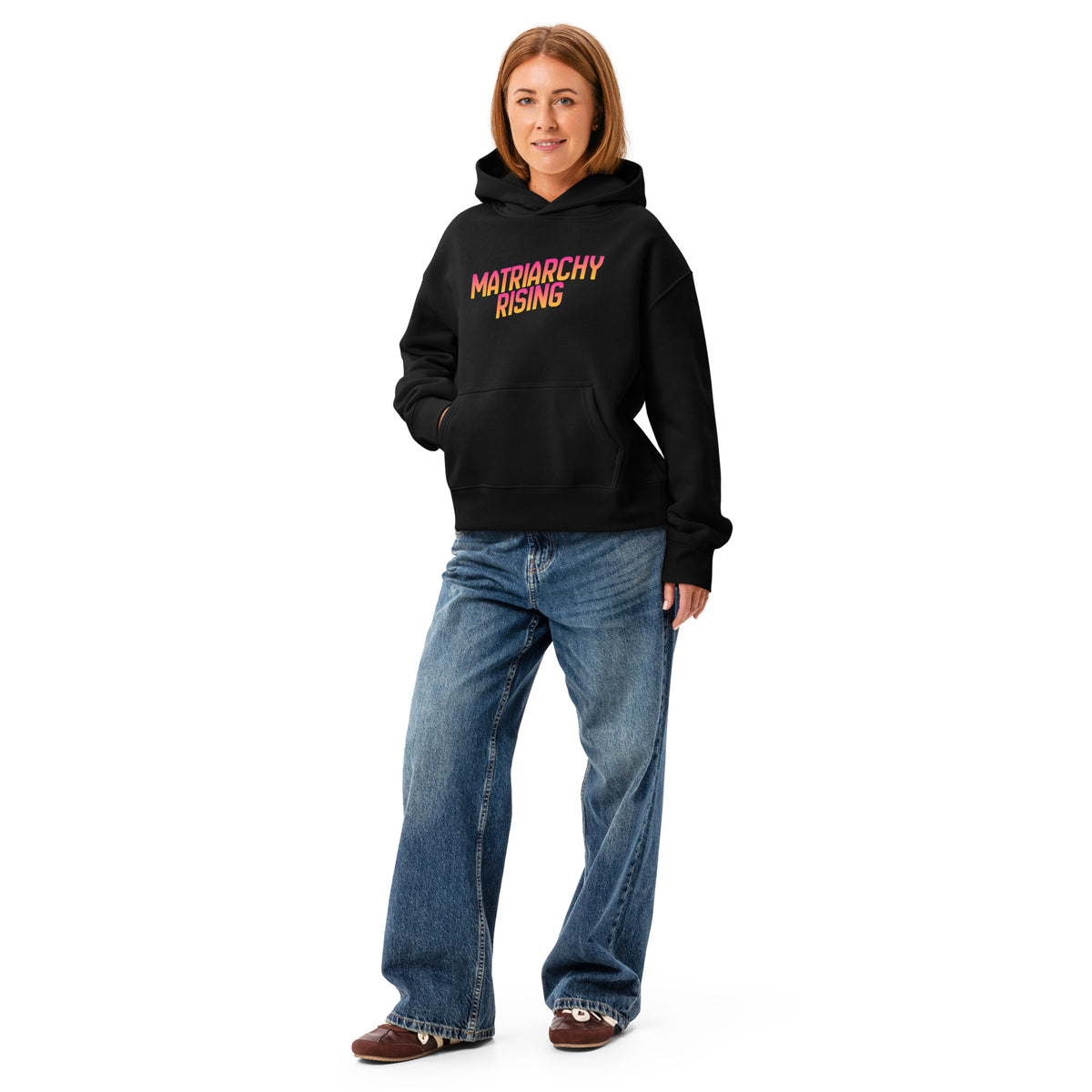 Matriarchy Rising Hoodie | Sunrise Gradient Feminist Sweatshirt - Spinsterly Co