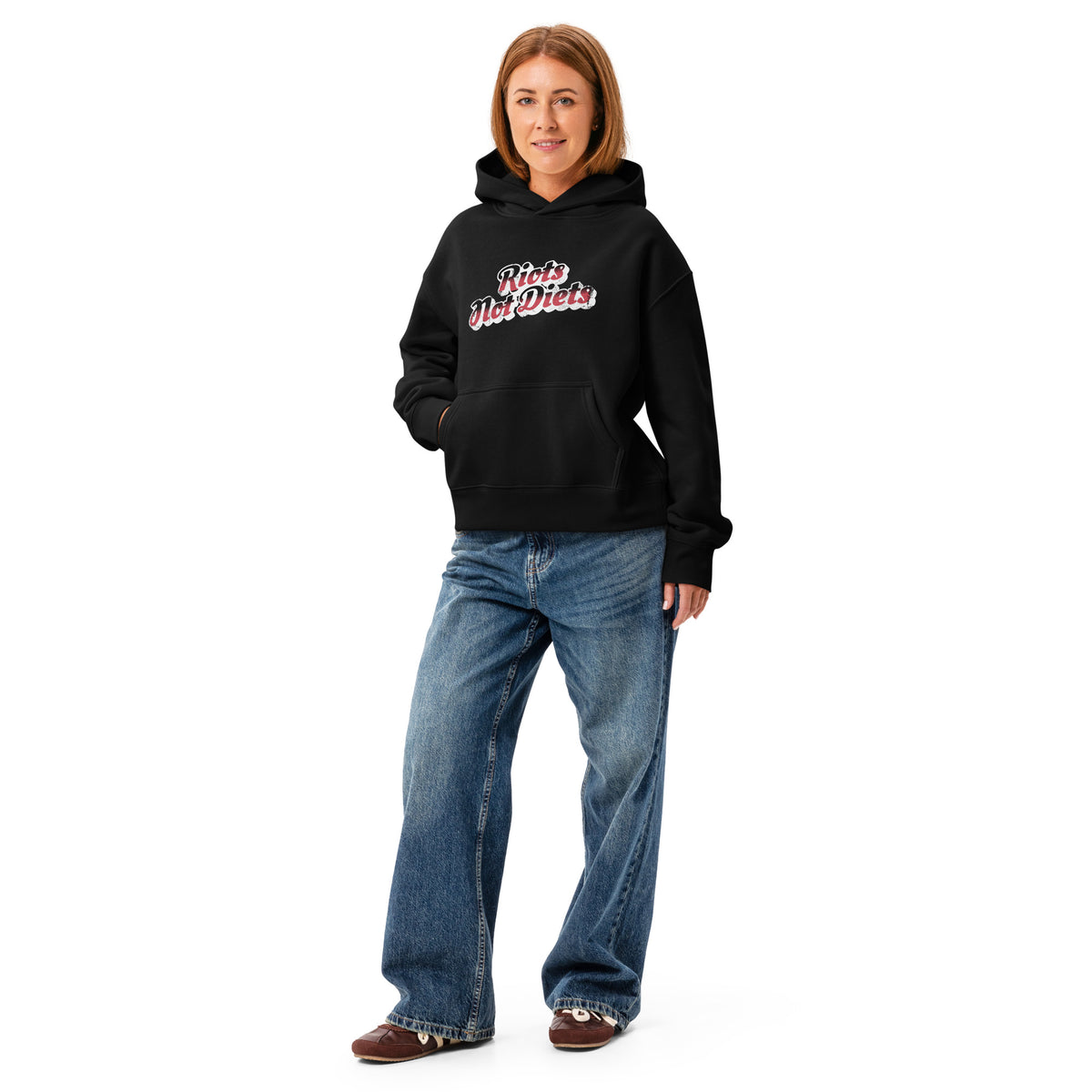 Riots Not Diets Pullover Hoodie | Feminist Body Liberation Graphic Hoodie - Spinsterly Co