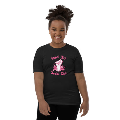 Rebel Girl Social Club Youth T-Shirt | Girls Empowerment Graphic Tee - Spinsterly Co