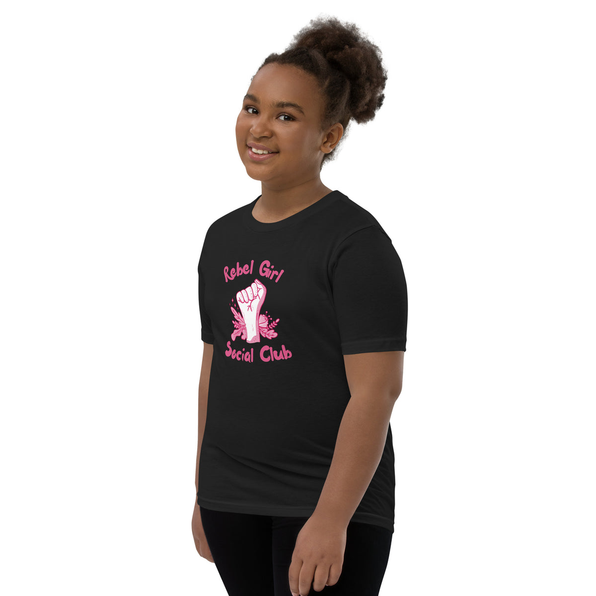 Rebel Girl Social Club Youth T-Shirt | Girls Empowerment Graphic Tee - Spinsterly Co