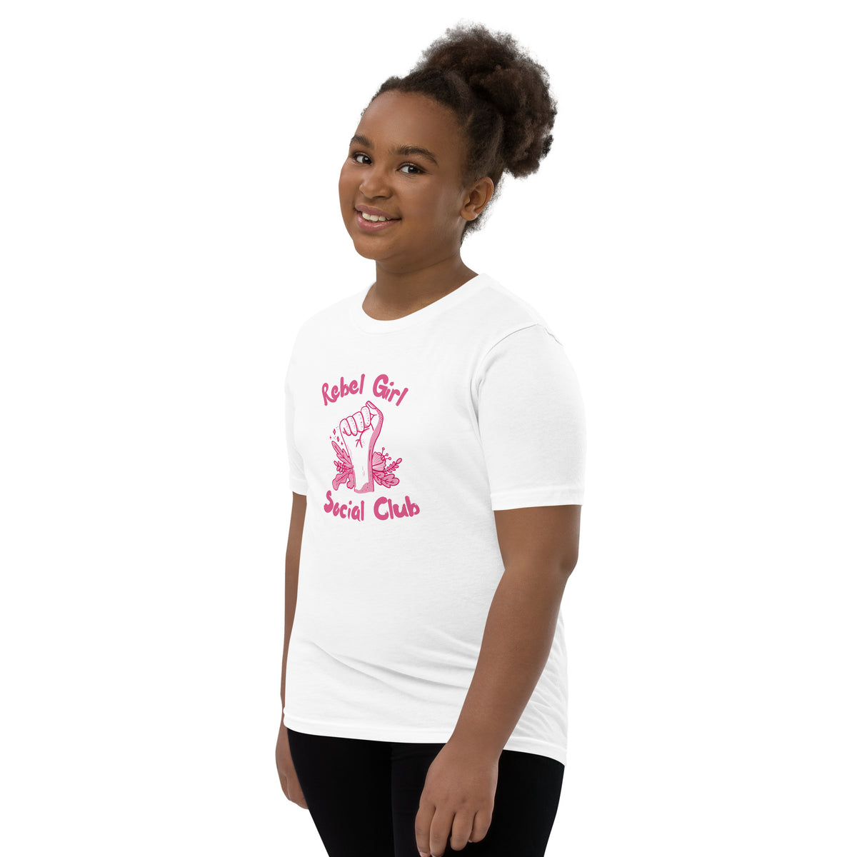 Rebel Girl Social Club Youth T-Shirt | Girls Empowerment Graphic Tee - Spinsterly Co